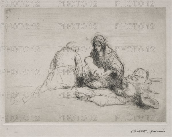Rest on the Flight into Egypt. Jean Louis Forain (French, 1852-1931). Drypoint