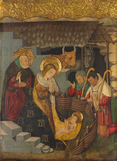 The Nativity, c. 1457. Jaume Ferrer (Spanish, 1460/70). Oil, tempera, and gold on wood panel (fir); framed: 187.3 x 139.1 x 14 cm (73 3/4 x 54 3/4 x 5 1/2 in.); unframed: 172.7 x 124.4 cm (68 x 49 in.)
