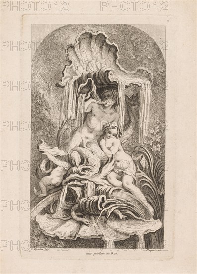 Book of Fountains:  No. 2, c. 1736. Gabriel Huquier (French, 1695-1772), after François Boucher (French, 1703-1770). Etching