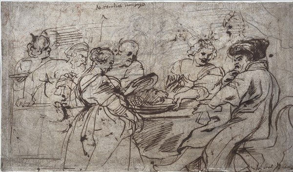 The Feast of Herod, c. 1637-1638. Peter Paul Rubens (Flemish, 1577-1640). Pen and brown ink, with black and red chalk, touched with white gouache ; sheet: 27.2 x 47.2 cm (10 11/16 x 18 9/16 in.); secondary support: 27.6 x 47.3 cm (10 7/8 x 18 5/8 in.).
