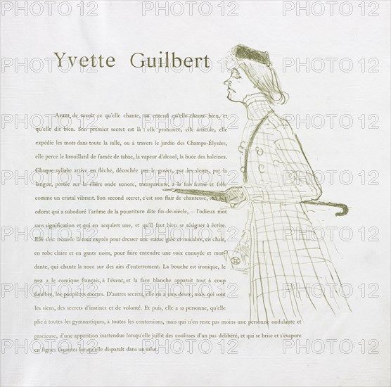 Yvette Guilbert-French Series:  No. 1, 1894. Henri de Toulouse-Lautrec (French, 1864-1901). Lithograph