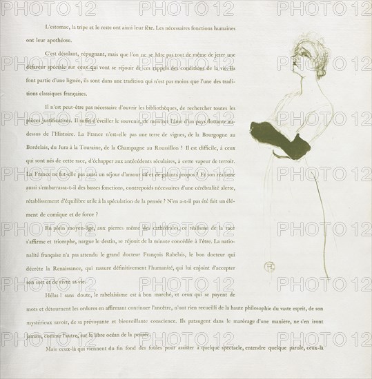 Yvette Guilbert-French Series:  No. 10, 1894. Henri de Toulouse-Lautrec (French, 1864-1901). Lithograph