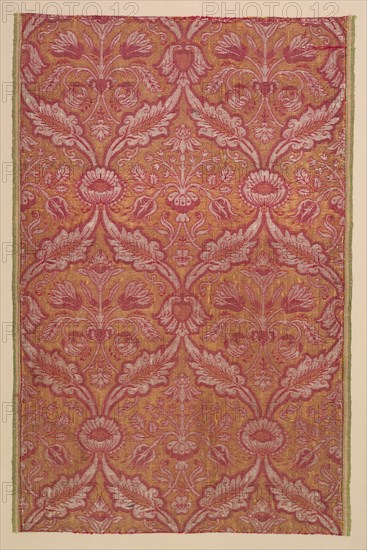 Textile with Flora, c. 1500s. Italy or Spain, 16th century. Silk, linen, silver thread; average: 91 x 59.4 cm (35 13/16 x 23 3/8 in.)