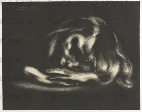 Sleep (Jean-René Carrière), from L'Album d'estampes originales de la Galerie Vollard, 1897. Auguste Clot (French, 1858-1936), Eugène Carrière (French, 1849-1906), Ambroise Vollard. Lithograph; sheet: 41 x 52.5 cm (16 1/8 x 20 11/16 in.); image: 34 x 42.7 cm (13 3/8 x 16 13/16 in.)