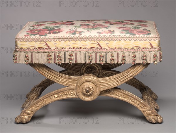 Stool, 1786-1787. Jean-Baptiste-Claude Sené (French, 1748-1803). Carved and gilded wood; overall: 44.8 x 71.7 x 51.5 cm (17 5/8 x 28 1/4 x 20 1/4 in.).