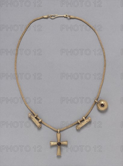 Necklace with Pendants, 500s. Byzantium, Constantinople?, early Byzantine period, 6th century. Gold, garnets; part 1: 56.5 cm (22 1/4 in.); part 2: 4.5 x 3.1 x 1.6 cm (1 3/4 x 1 1/4 x 5/8 in.).