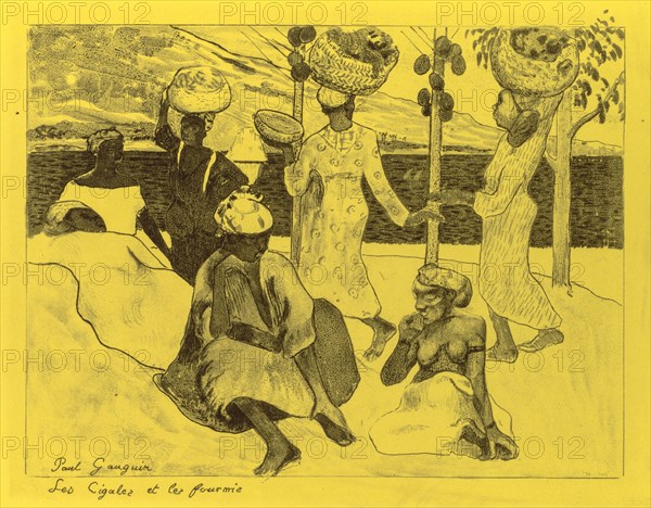 Volpini Suite: The Grasshoppers and the Ants (Les Cigales et les Fourmis), 1889. Paul Gauguin (French, 1848-1903). Zincograph; sheet: 50 x 65 cm (19 11/16 x 25 9/16 in.); image: 20.4 x 26.2 cm (8 1/16 x 10 5/16 in.)
