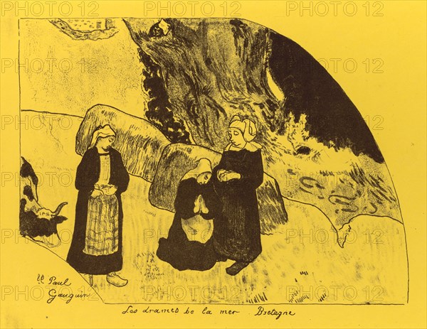 Volpini Suite:  Dramas of the Sea: Brittany (Les Drames de la Mer, Bretagne), 1889. Paul Gauguin (French, 1848-1903). Zincograph; sheet: 50 x 65 cm (19 11/16 x 25 9/16 in.); image: 16.6 x 22.6 cm (6 9/16 x 8 7/8 in.)