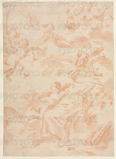 The Stigmatization of Saint Francis, first third 1700s. François Lemoyne (French, 1688-1737). Red chalk and brush and red wash over traces of black chalk; sheet: 20 x 14.5 cm (7 7/8 x 5 11/16 in.).
