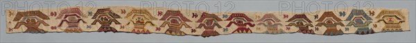 Lower Border of a Garment, 1000-1470s. Central Andes, North Coast, Chimu or Lambayeque (Sican) People. Tapestry; wool and cotton; overall: 9.2 x 135.9 cm (3 5/8 x 53 1/2 in.)