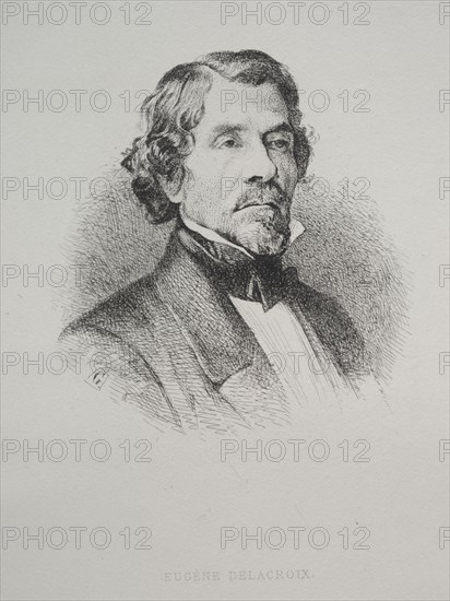 Eugène Delacroix, 1800s. France, 19th century. Etching