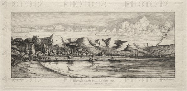Seine Fishing off Charcoal Burners' Point, Akaroa, Banks' Peninsula, 1845, 1863. Charles Meryon (French, 1821-1868). Etching