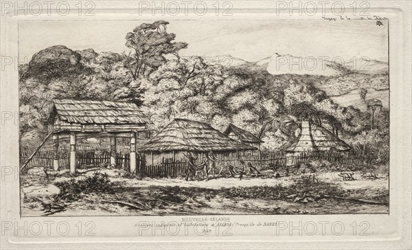 Native Barns and Huts at Akaroa, Banks' Peninsula, 1845, 1865. Charles Meryon (French, 1821-1868). Etching