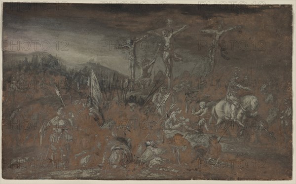 The Crucifixion, last half 1600s. Gerrit van Battem (Dutch, c. 1636-1684). Gouache; framing lines in black ink and graphite(?); sheet: 23.8 x 38.9 cm (9 3/8 x 15 5/16 in.).