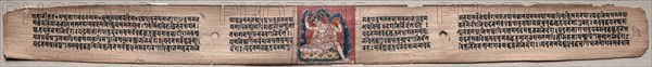 Leaf from Gandavyuha: The Bodhisattva Samantabhadra, from Chapter 2 (recto), 1000-1100s. Eastern India, Pala period. Ink and color on palm leaves; average: 4.2 x 52.4 cm (1 5/8 x 20 5/8 in.).