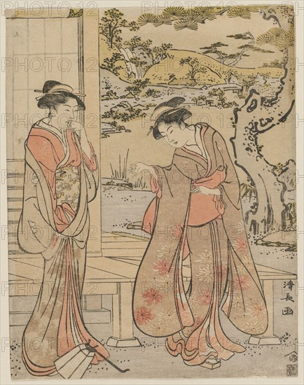 Woman Dropping a Lantern by a Porch, 1788. Torii Kiyonaga (Japanese, 1752-1815). Color woodblock print; sheet: 24.8 x 19.2 cm (9 3/4 x 7 9/16 in.).