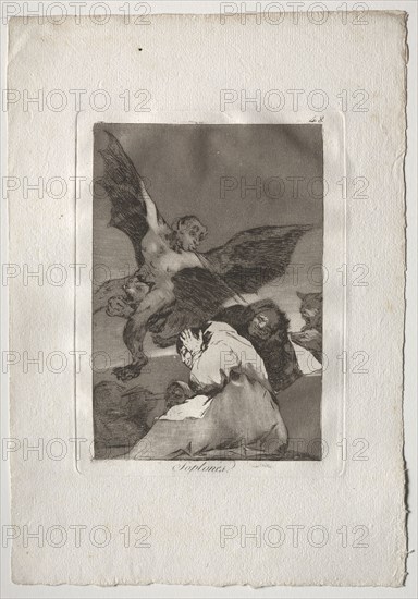 Ochenta Caprichos: Tale-Bearers-Blasts of Wind, 1793-1798. Francisco de Goya (Spanish, 1746-1828). Etching and aquatint