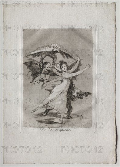 Ochenta Caprichos:  You Will Not Escape, 1793-1798. Francisco de Goya (Spanish, 1746-1828). Etching and aquatint