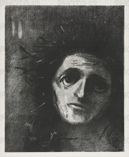Christ, 1887. Odilon Redon (French, 1840-1916), printed by Lemercier & Cie.. Lithograph; sheet: 42.9 x 36.1 cm (16 7/8 x 14 3/16 in.); image: 33.4 x 27.3 cm (13 1/8 x 10 3/4 in.)