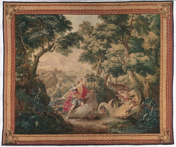 Apollo and the Serpent Python (from Set of Ovid's Metamorphoses), 1700-1730. Gobelins (French), after Nicolas Bertin (French, 1668-1736). Tapestry weave; overall: 330.2 x 393.4 cm (130 x 154 7/8 in.)