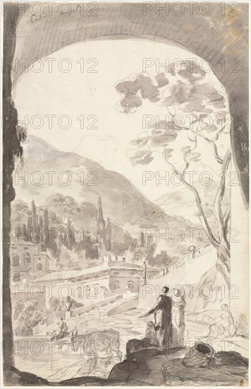 Cava Napoli, 1700s or 1800s. Attributed to Jean-Honoré Fragonard (French, 1732-1806). Graphite, black chalk, and gray wash; sheet: 37.2 x 23.9 cm (14 5/8 x 9 7/16 in.).