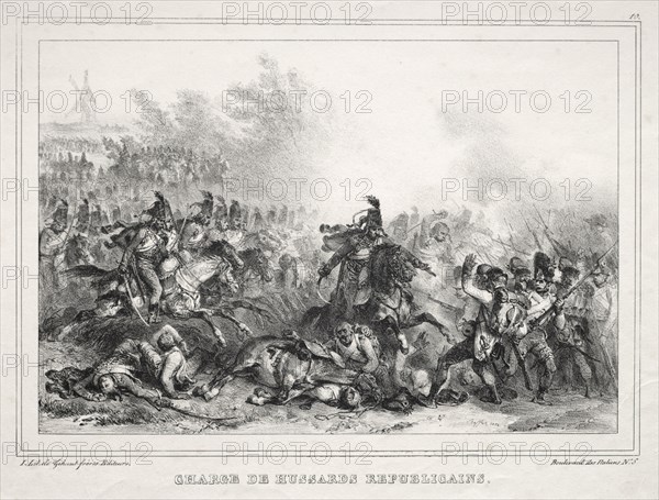 Album pour 1833:  Charge de Hussards Républicains, 1832. Auguste Raffet (French, 1804-1860). Lithograph