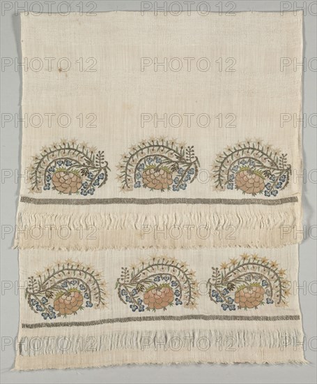 Embroidered Towel (Havlu), 19th century. Turkey, 19th century. Embroidery; silk and gold filé on linen; average: 155.6 x 78.8 cm (61 1/4 x 31 in.).