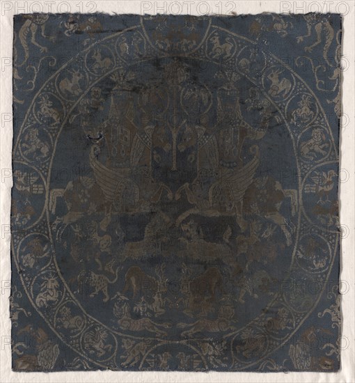 Modern Reproduction of the Bahram Gur silk in Berlin, c. 1895 (?). Germany, Krefeld ?. Diasper weave; silk; average: 36.9 x 34.3 cm (14 1/2 x 13 1/2 in.)