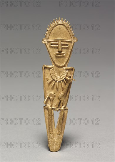 Tunjos (Votive Offering Figurine), c. 900-1550. Colombia, Muisca style, 10th-16th century. Cast gold; overall: 10.3 x 2.7 x 0.8 cm (4 1/16 x 1 1/16 x 5/16 in.).
