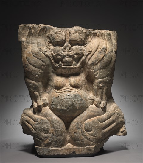 Kneeling Winged Monster, 550-577. China, Hebei province, northern Xiangtangshan caves, North cave, Northern Qi dynasty (550-577). Limestone; overall: 75 x 63.6 cm (29 1/2 x 25 1/16 in.).