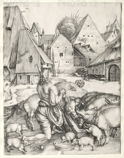 The Prodigal Son, c. 1496. Albrecht Dürer (German, 1471-1528). Engraving