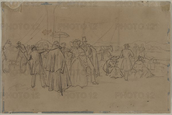 Passengers for Rhine Steamer (recto), second or third quarter 1800s. Heinrich von Mayr (German, 1806-1871). Graphite; sheet: 14.3 x 22.3 cm (5 5/8 x 8 3/4 in.).