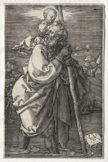 St. Christopher, Facing to the Left, 1521. Albrecht Dürer (German, 1471-1528). Engraving