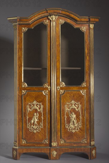Bookcase , c. 1720. Attributed to Charles Cressent (French, 1685-1768). Kingwood and rosewood veneers, gilt metal mounts; overall: 247.6 x 132.1 x 57.2 cm (97 1/2 x 52 x 22 1/2 in.).