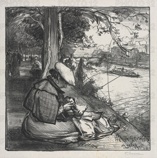 L'île de Grenelle, 1898. Auguste Louis Lepère (French, 1849-1918). Lithograph