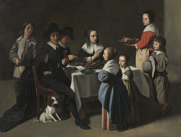 A Family Meal, c. 1645-55 or later. Le Nain family (French), after Le Maître des Jeux (French). Oil on canvas; framed: 111.8 x 142.2 x 10.2 cm (44 x 56 x 4 in.); unframed: 92 x 120.5 cm (36 1/4 x 47 7/16 in.).