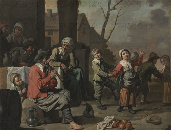 Peasant Children Dancing, 1650s. Circle of Le Nain (French). Oil on canvas; framed: 111 x 142 x 8 cm (43 11/16 x 55 7/8 x 3 1/8 in.); unframed: 91.8 x 120.3 cm (36 1/8 x 47 3/8 in.).