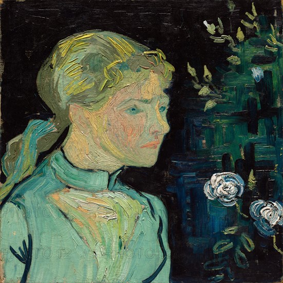 Adeline Ravoux, 1890. Vincent van Gogh (Dutch, 1853-1890). Oil on fabric; framed: 72.5 x 73.5 x 8.5 cm (28 9/16 x 28 15/16 x 3 3/8 in.); unframed: 50.2 x 50.5 cm (19 3/4 x 19 7/8 in.).