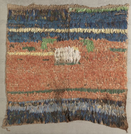 Feathered Tabard or Tunic, 600-1500. Andes, 7th-15th century. Feather mosaic on cotton; average: 102.9 x 101.6 cm (40 1/2 x 40 in.)