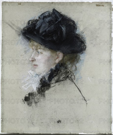Mlle. Louise Riesener, 1888. Berthe Morisot (French, 1841-1895). Charcoal and pastel; sheet: 56 x 47 cm (22 1/16 x 18 1/2 in.); framed: 75.3 x 66.2 x 4.5 cm (29 5/8 x 26 1/16 x 1 3/4 in.).