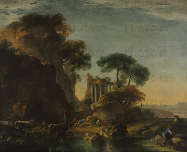 Ruins in a Rocky Landscape, c. 1640. Salvator Rosa (Italian, 1615-1673). Oil on canvas; framed: 157.5 x 189.2 x 7 cm (62 x 74 1/2 x 2 3/4 in.); unframed: 144 x 176.7 cm (56 11/16 x 69 9/16 in.).