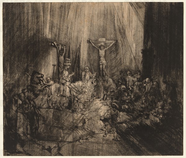 Christ Crucified Between the Two Thieves: 'The Three Crosses', 1653- c.1660. Rembrandt van Rijn (Dutch, 1606-1669). Drypoint; sheet: 37.5 x 44 cm (14 3/4 x 17 5/16 in.)