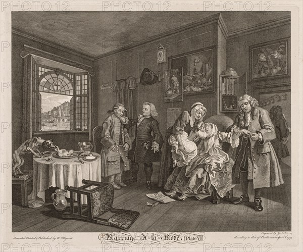 Marriage à la Mode:  The Death of the Countess, 1745. William Hogarth (British, 1697-1764). Engraving