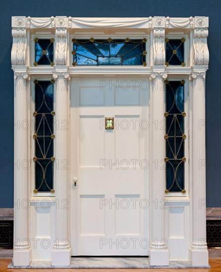Doorway from the Isaac Gillet House, Painesville, Ohio, 1821. Jonathan Goldsmith (American, 1783-1847), and Lewis Firm (American). Wood, leaded panes, and brass decoration; overall: 290 x 228.5 x 45.8 cm (114 3/16 x 89 15/16 x 18 1/16 in.).