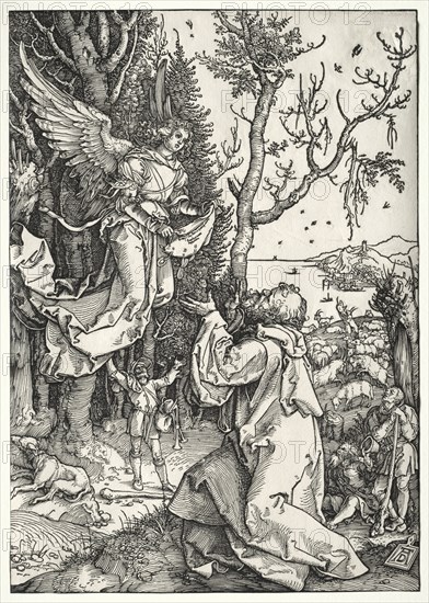 The Life of the Virgin: Joachim and the Angel, c. 1504. Albrecht Dürer (German, 1471-1528). Woodcut