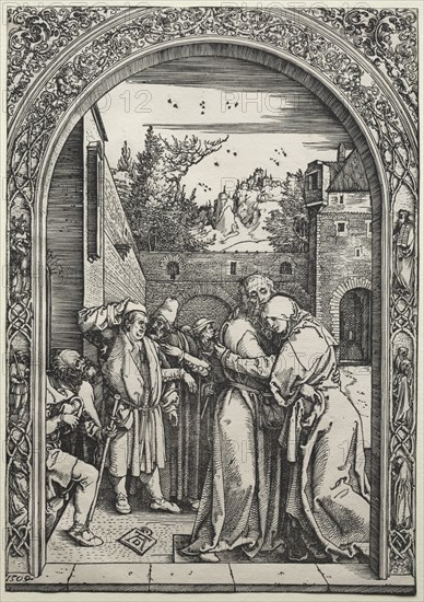 The Life of the Virgin: The Meeting of Joachim and Anna at the Golden Gate, 1504. Albrecht Dürer (German, 1471-1528). Woodcut