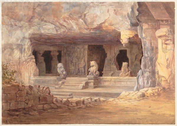 View of Elephanta, 1894. Watercolor