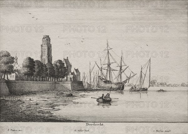 Dordrecht. Wenceslaus Hollar (Bohemian, 1607-1677). Etching