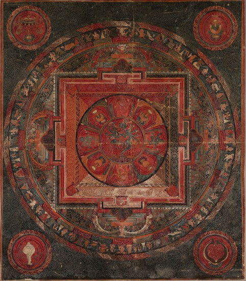 Mandala, late 15th century. Nepal, late 15th century. Color on cloth; overall: 40.6 x 35.6 cm (16 x 14 in.).