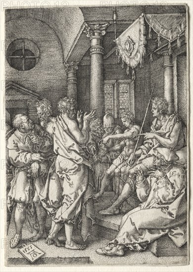 The Story of Susanna: Daniel Cross-Examining the Elders. Heinrich Aldegrever (German, 1502-1555/61). Engraving
